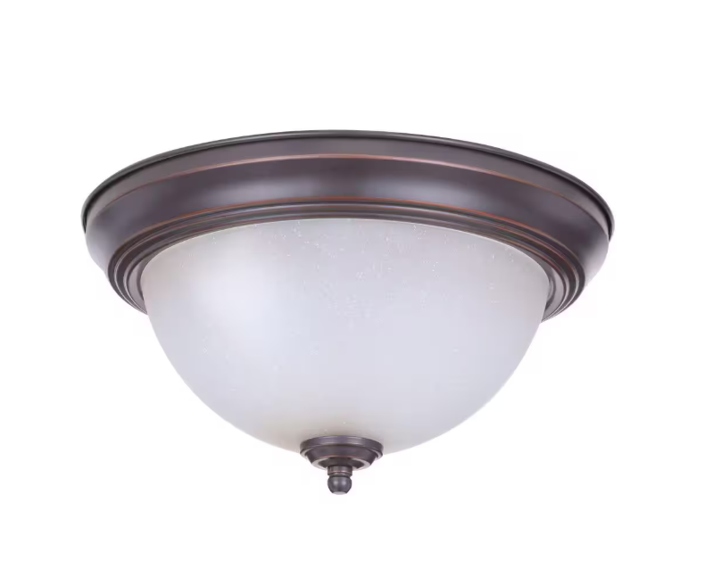 11 in. 1-Light Oil Rubbed Bronze Flush Mount (2-Pack)