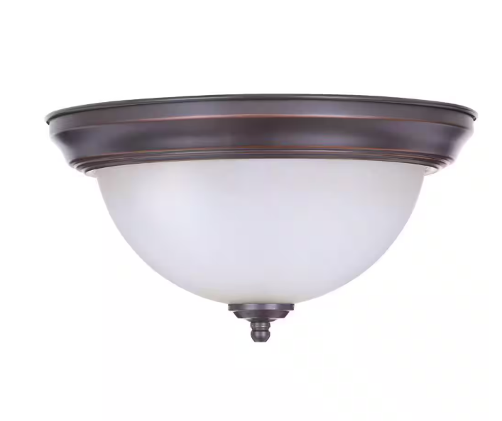 11 in. 1-Light Oil Rubbed Bronze Flush Mount (2-Pack)