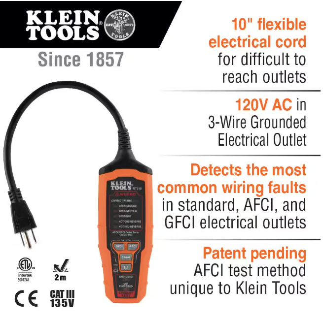 Klein Tools AFCI/GFCI Outlet Tester