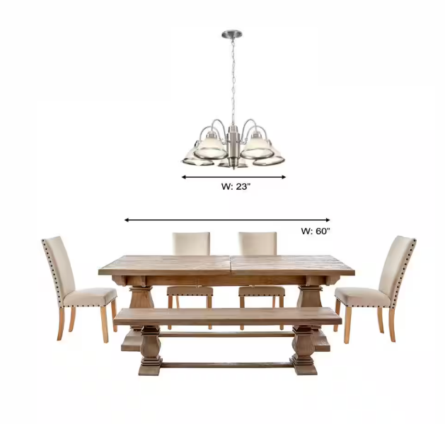 Hampton Bay Halophane 5-Light Brushed Nickel Chandelier with Frosted Ribbed Glass Shades