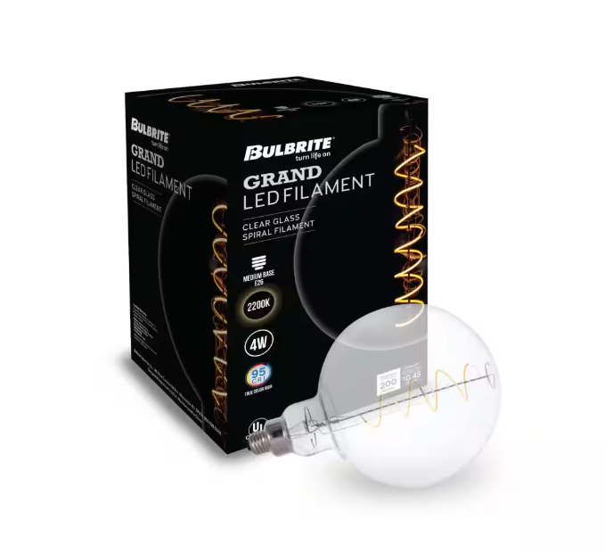40W Equivalent Amber Light G63 Dimmable LED Grand Filament Globe Shaped Nostalgic Light Bulb