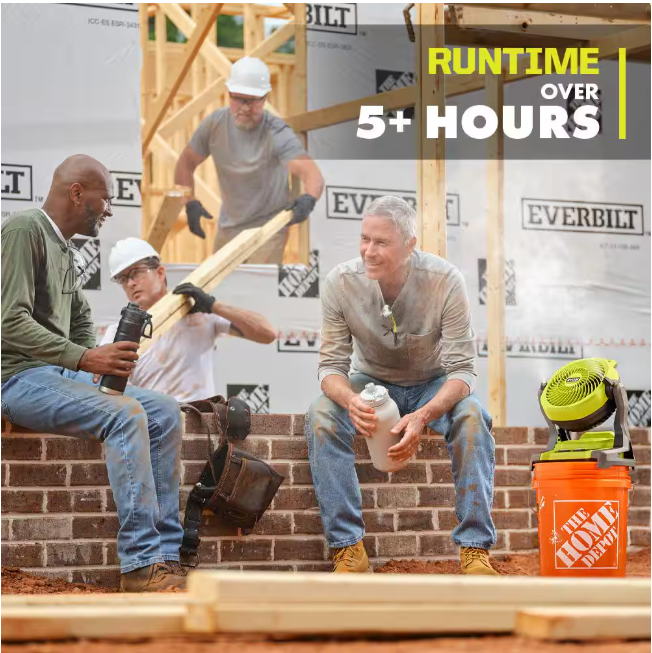 RYOBI ONE+ 18V Cordless 7-1/2 in. Bucket Top Misting Fan (Tool Only)