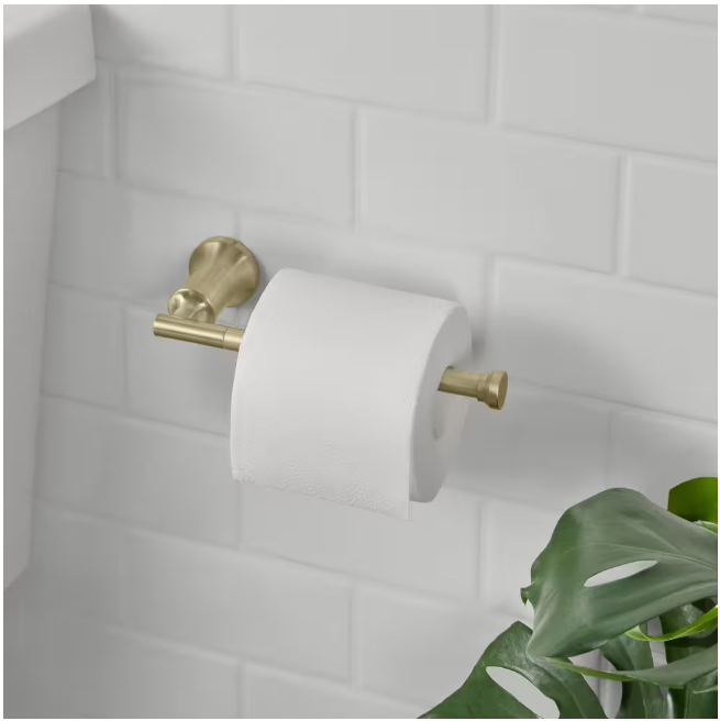 Glacier Bay Oswell 4-Piece Bath Hardware Set with 24 in. Towel Bar, TP Holder, Towel Ring and Robe Hook in Matte Gold