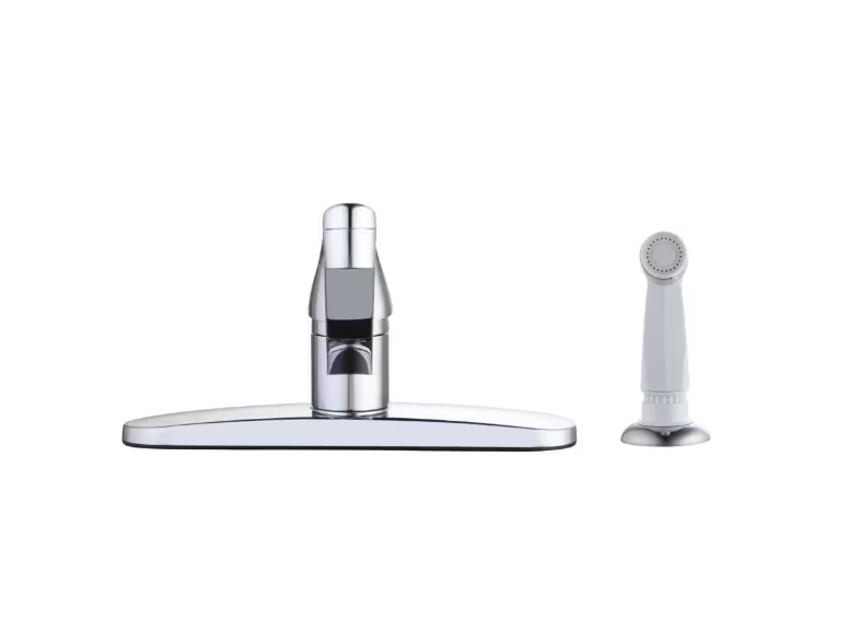 Glacier Bay Single Handle Standard Kitchen Faucet in Chrome with White Side Sprayer