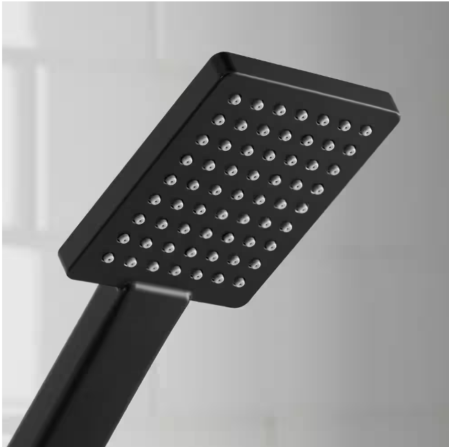 Glacier Bay Modern 1-Spray 7.9 in. Dual Tub Wall Mount Fixed and Handheld Shower Heads 1.8 GPM in Matte Black
