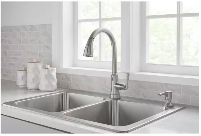 Glacier Bay Hemming Single-Handle Touchless Pull Down Sprayer Kitchen Faucet with Soap Dispenser in Spot Resistant Stainless Steel