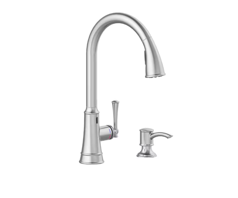 Glacier Bay Hemming Single-Handle Touchless Pull Down Sprayer Kitchen Faucet with Soap Dispenser in Spot Resistant Stainless Steel