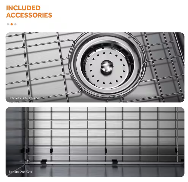 Glacier Bay Tight Radius 31 in. Undermount Single Bowl 18 Gauge Stainless Steel Kitchen Sink with Accessories
