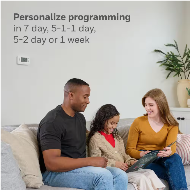 Honeywell Home X2P Programmable Thermostat, Single-Stage, 1-Heat/1-Cool, Flexible Schedule