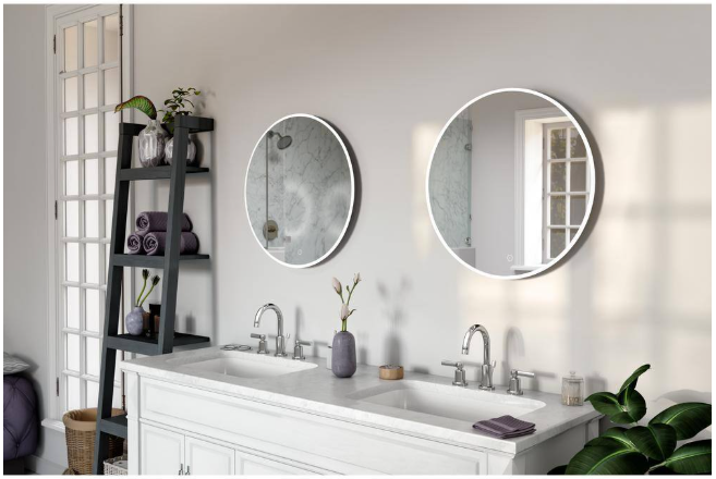 Home Decorators Collection 24 in. W x 24 in. H Round Frameless Anti-Fog Wall Mount Bathroom Vanity Mirror in Silver with Dimmable LED Light