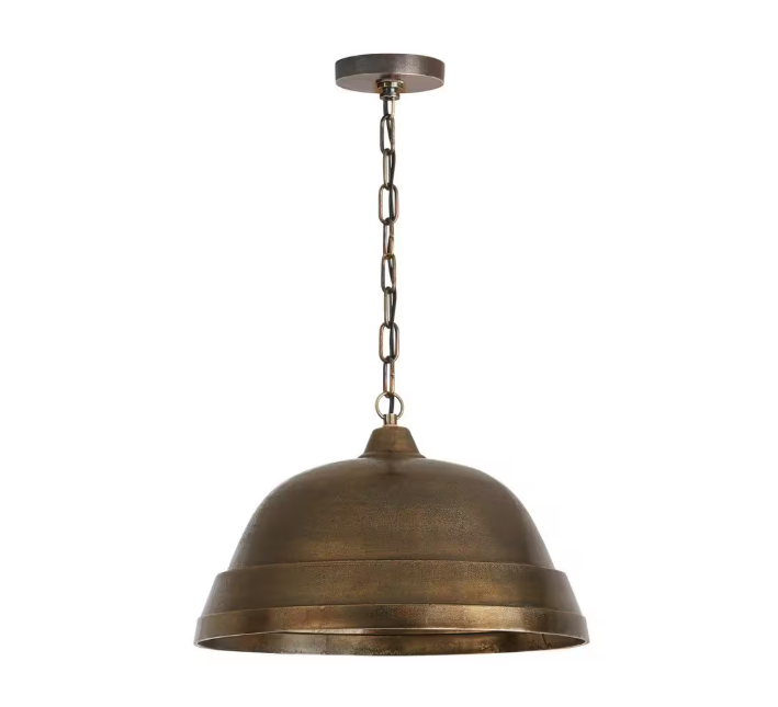 Capital Lighting Fixture Company Sedona 100-Watt 1-Light Oxidized Brass Sand-Cast Medium Dome Pendant Light
