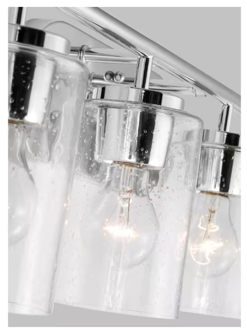 Generation Lighting Oslo 27.5 in. 4-Light Chrome Contemporary Transitional Dimmable Wall Bath Vanity Light with Clear Seeded Glass Shades