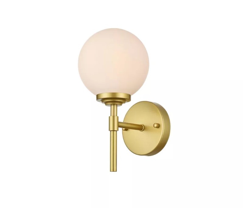 Elegant Lighting Ansley 1 light Brass and frosted white Bath Sconce