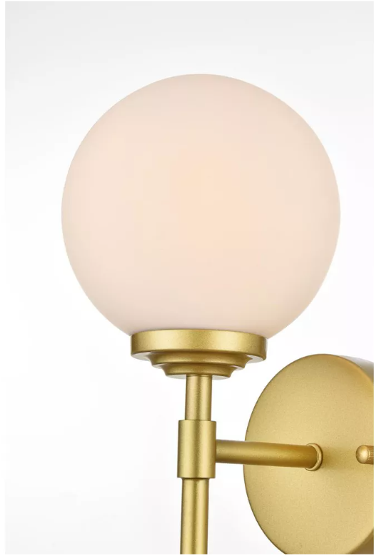 Elegant Lighting Ansley 1 light Brass and frosted white Bath Sconce