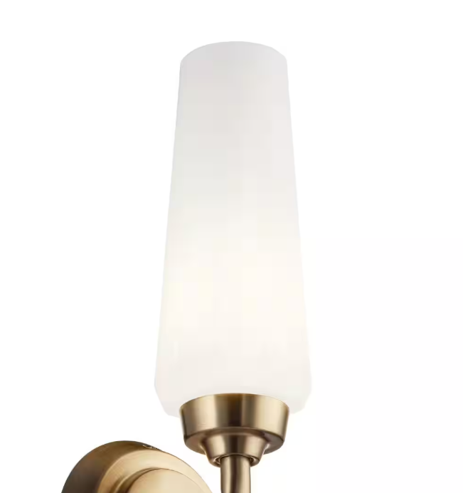 KICHLER Truby 11.5 in. 1-Light Champagne Bronze Bathroom Indoor Wall Sconce Light with Satin Etched Cased Opal Glass
