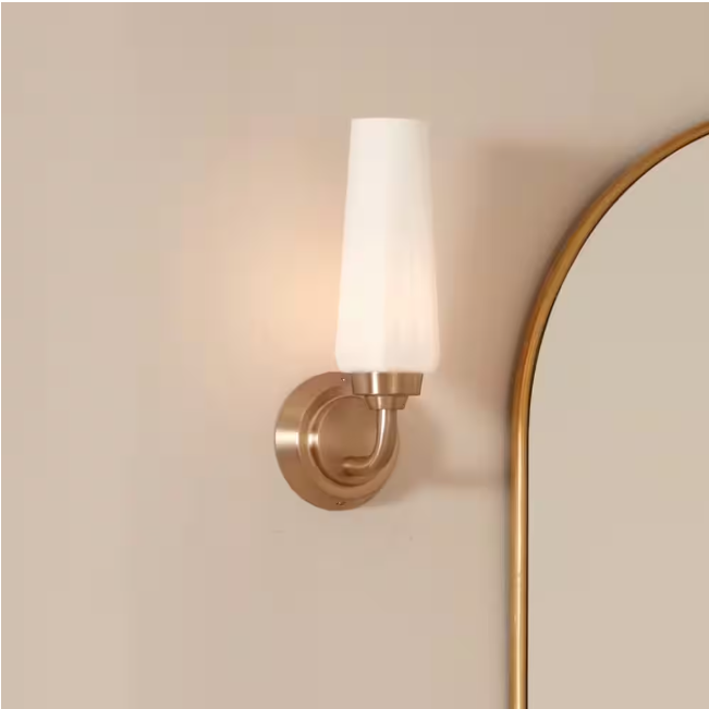 KICHLER Truby 11.5 in. 1-Light Champagne Bronze Bathroom Indoor Wall Sconce Light with Satin Etched Cased Opal Glass