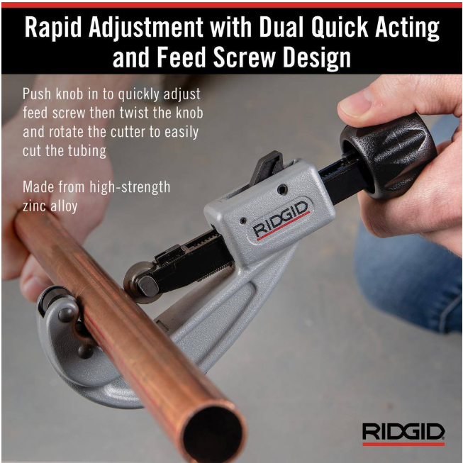RIDGID 1/4 in. to 1-5/8 in. 151 Quick Acting Copper Pipe & Aluminum Tubing Cutter w/ Easy Change Wheel Pin + Spare Wheel