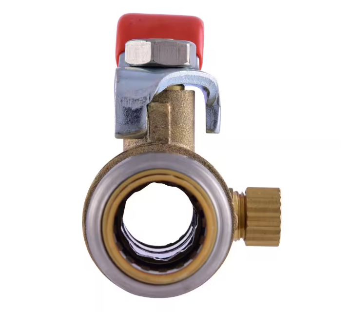 SharkBite Max 1/2 in. Brass Push-to-Connect Ball Valve with Drain and Drop Ear