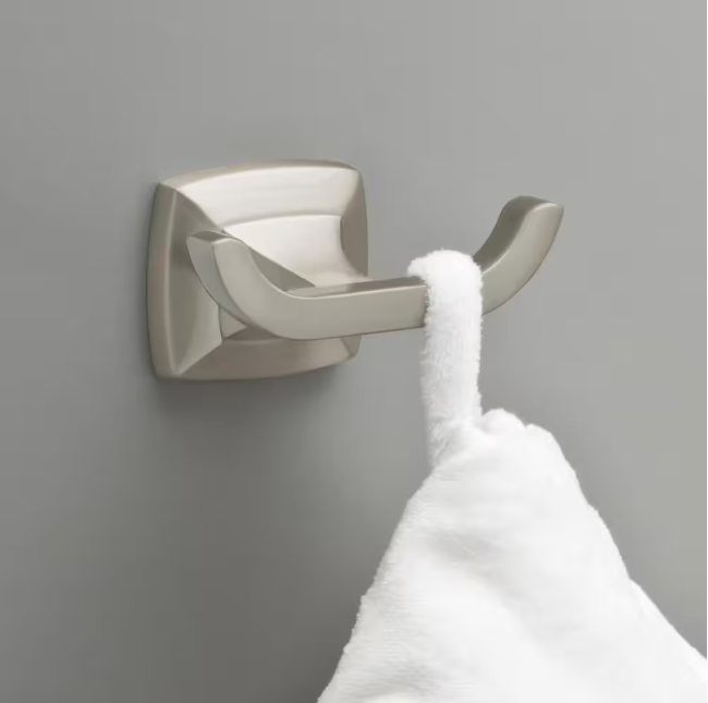 Delta Portwood Double Towel Hook Bath Hardware Accessory in Brushed Nickel