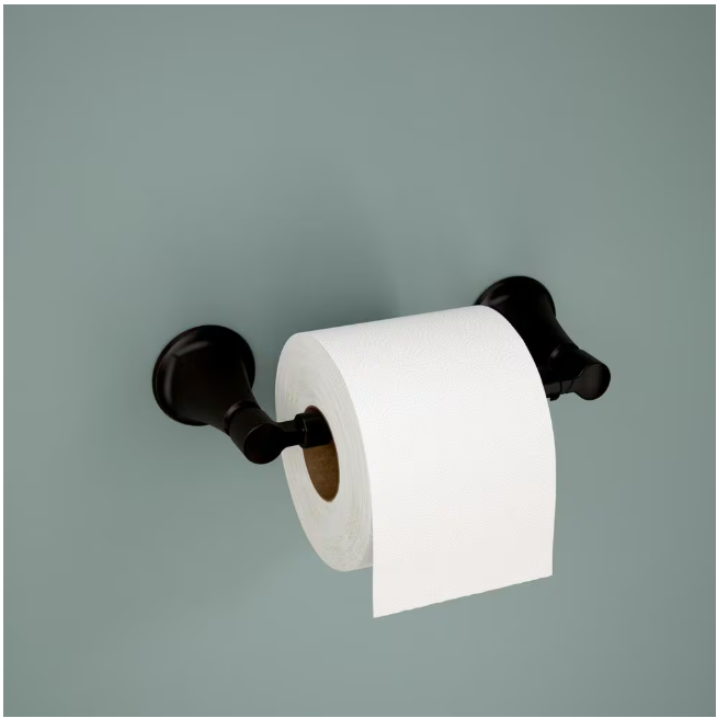 Delta Lorna Wall Mounted Pivot Arm Toilet Paper Holder Bath Hardware Accessory in Matte Black