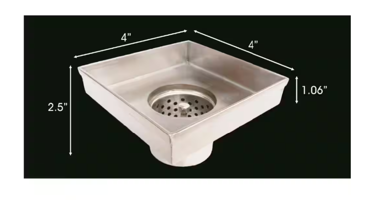 RELN 4 in. x 4 in. Matte Black Square Shower Drain with Square Pattern Drain Cover