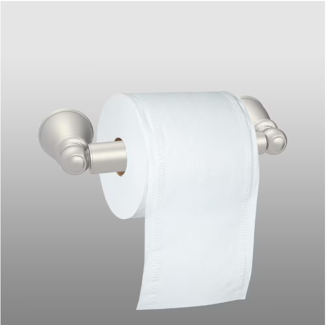 Glacier Bay Lisbon Wall Mounted Spring Double Post Toilet Paper Holder in Brushed Nickel Finish