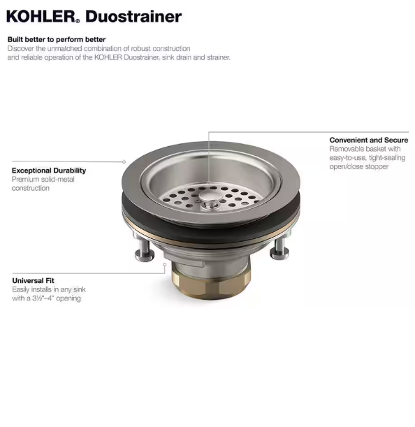KOHLER Duostrainer 4-1/2 in. Sink Strainer in Vibrant Stainless