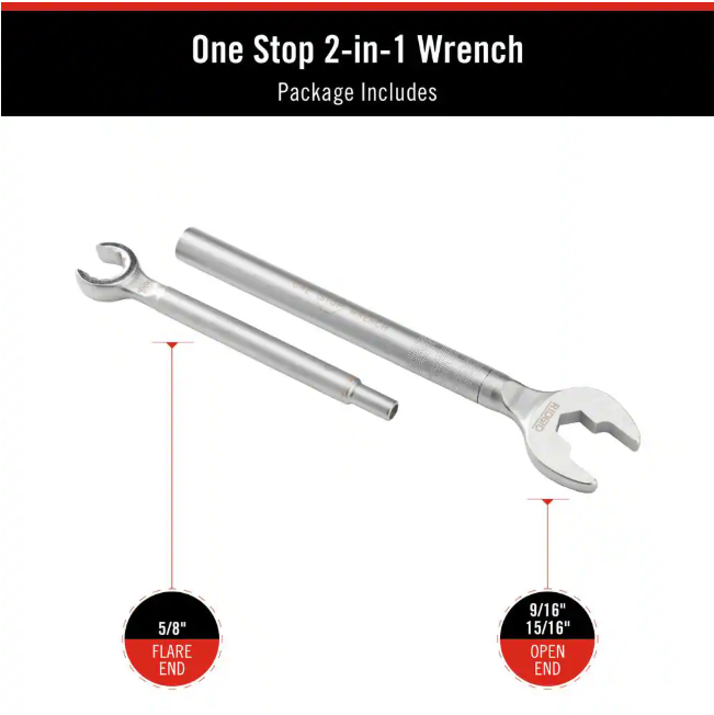 RIDGID One Stop Wrench for Angle Stops, Straight Stops, and Compression Couplings, 2-in-1 Plumbing Wrench for Common Nut Sizes