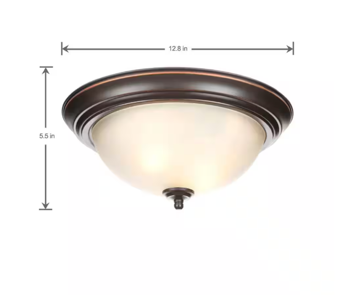 13 in. 2-Light Oil Rubbed Bronze Flush Mount