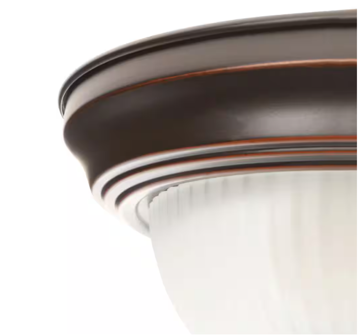 Hampton Bay 11 in. 2-Light Oil-Rubbed Bronze Flush Mount with Frosted Swirl Glass Shade
