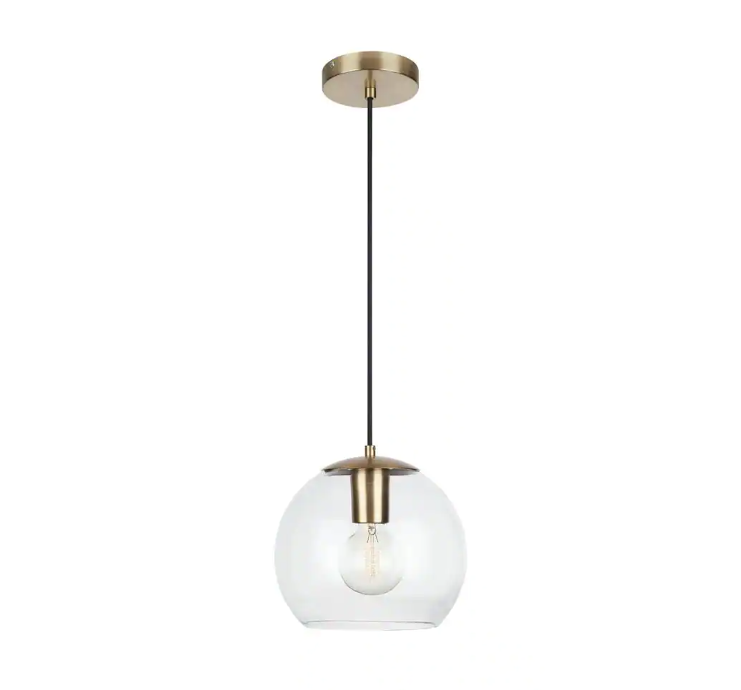Home Decorators Collection 1-Light Antique Brass and Glass Mini-Pendant
