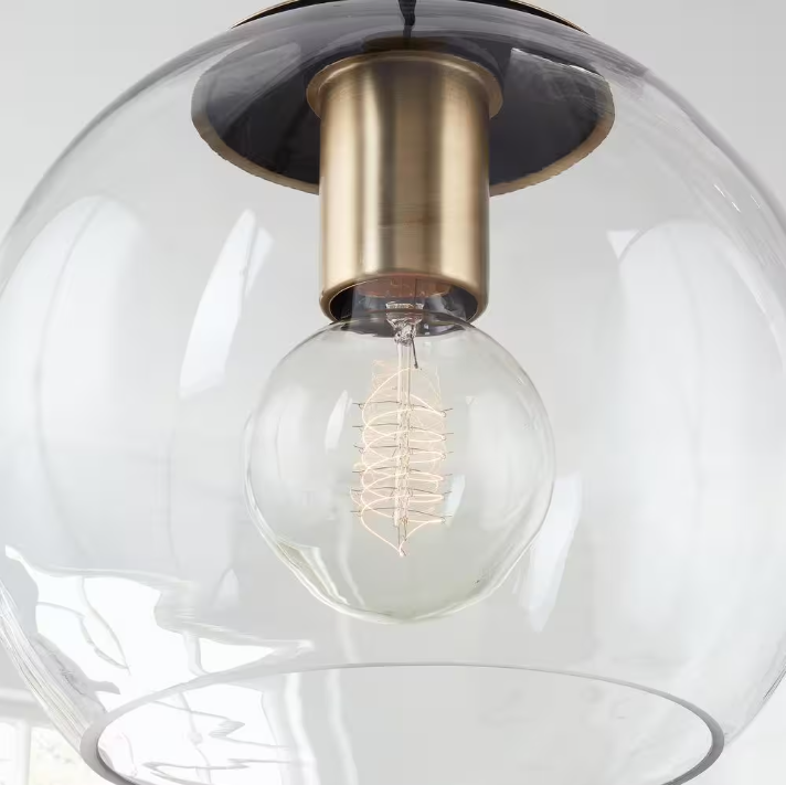 Home Decorators Collection 1-Light Antique Brass and Glass Mini-Pendant