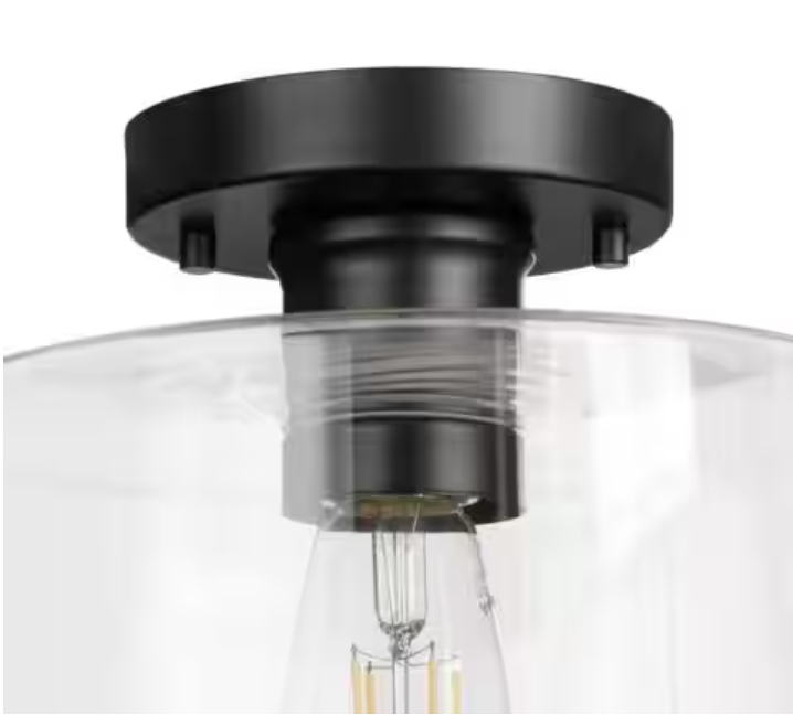 Hampton Bay Westbrook 8 in. 1-Light Matte Black Flush Mount