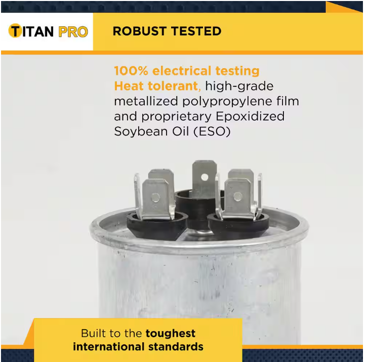 Packard TITAN PRO 55 Plus 5 MFD 440/370V Dual Voltage Round Run Capacitor