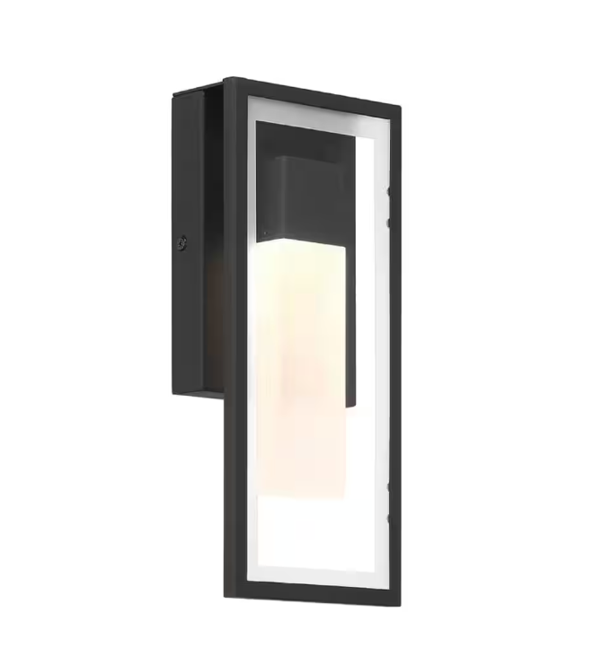 Easylite 12 in. Black Outdoor Hardwire Wall Lantern Sconce with Integrated LED