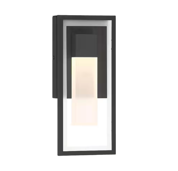 Easylite 12 in. Black Outdoor Hardwire Wall Lantern Sconce with Integrated LED
