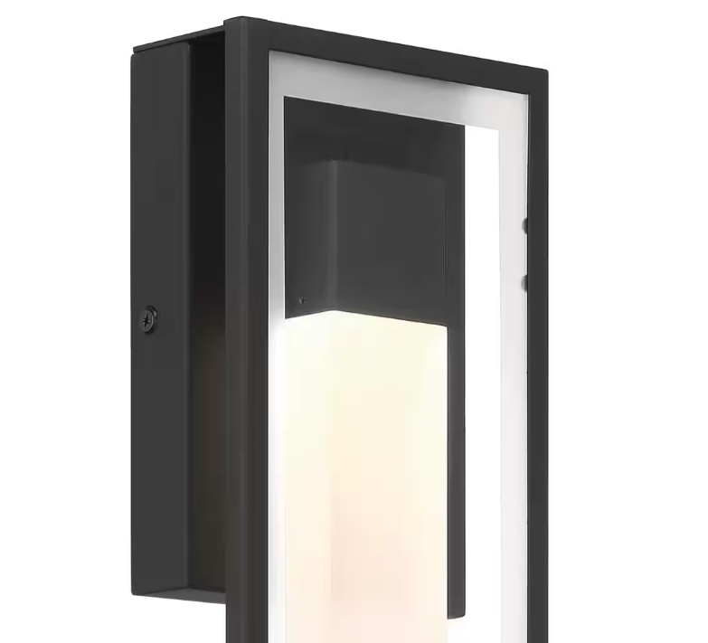 Easylite 12 in. Black Outdoor Hardwire Wall Lantern Sconce with Integrated LED
