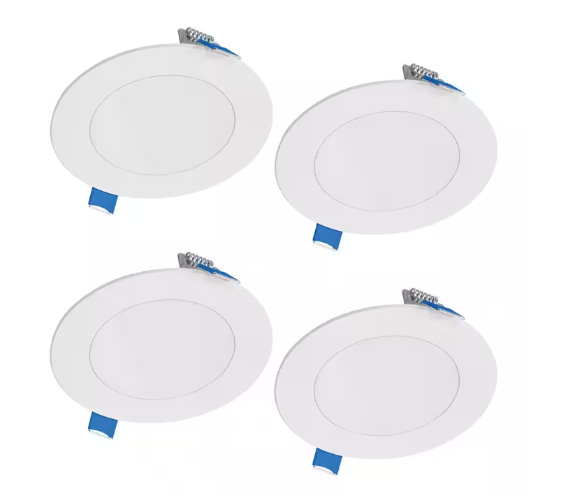 HALO HLBSL4 4 in. Adjustable CCT Canless IC Rated Dimmable Indoor Integrated LED Recessed Light Kit (4-Pack)
