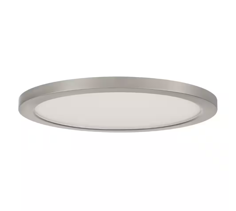 Commercial Electric 15 in. Brushed Nickel New Ultra-Low Profile Integrated LED Flush Mount 5CCT (2-Pack)