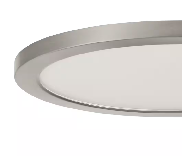 Commercial Electric 15 in. Brushed Nickel New Ultra-Low Profile Integrated LED Flush Mount 5CCT (2-Pack)