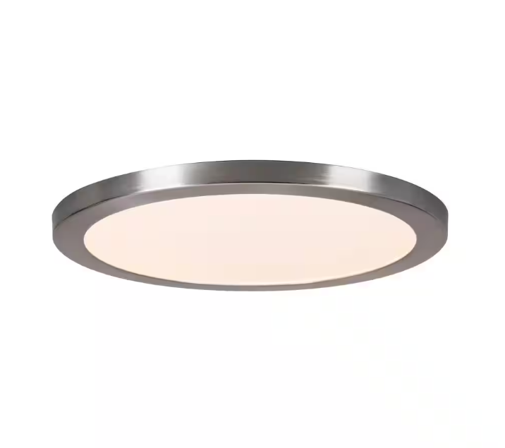 Commercial Electric 15 in. Brushed Nickel New Ultra-Low Profile Integrated LED Flush Mount 5CCT (2-Pack)