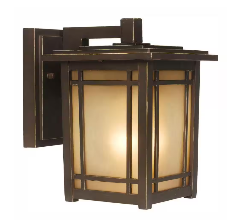 Home Decorators Collection Port Oxford 8.12 in. 1-Light Oil-Rubbed Chestnut Hardwired Outdoor Wall Light Lantern Sconce