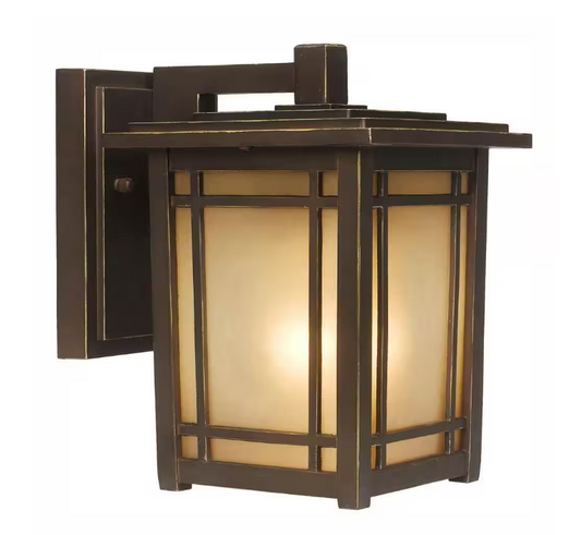 Home Decorators Collection Port Oxford 8.12 in. 1-Light Oil-Rubbed Chestnut Hardwired Outdoor Wall Light Lantern Sconce