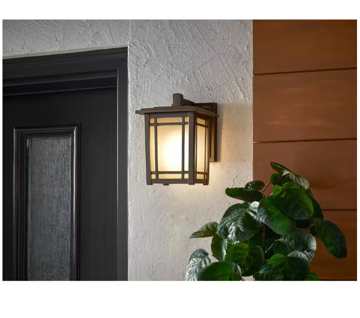 Home Decorators Collection Port Oxford 8.12 in. 1-Light Oil-Rubbed Chestnut Hardwired Outdoor Wall Light Lantern Sconce