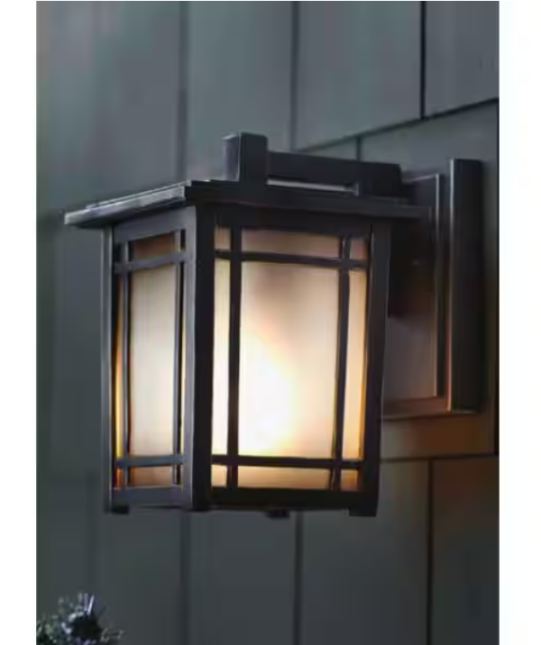 Home Decorators Collection Port Oxford 8.12 in. 1-Light Oil-Rubbed Chestnut Hardwired Outdoor Wall Light Lantern Sconce