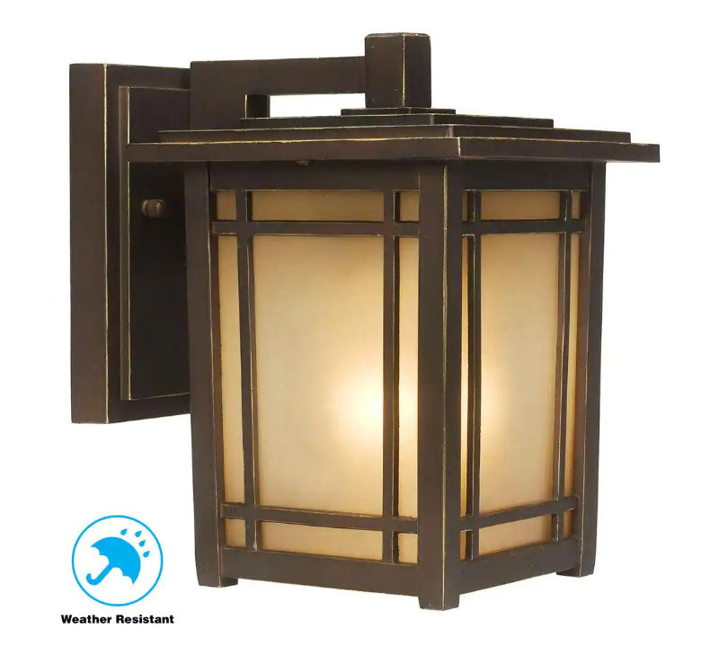 Home Decorators Collection Port Oxford 8.12 in. 1-Light Oil-Rubbed Chestnut Hardwired Outdoor Wall Light Lantern Sconce