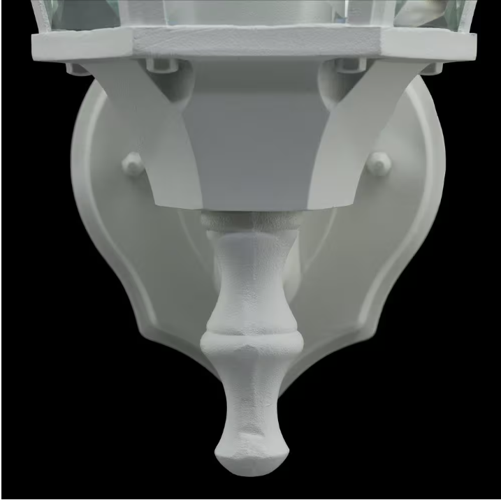 Hampton Bay 14 in. 1-Light White Hardwired Dusk-to-Dawn Outdoor Wall Light Lantern Sconce with No Bulb Included