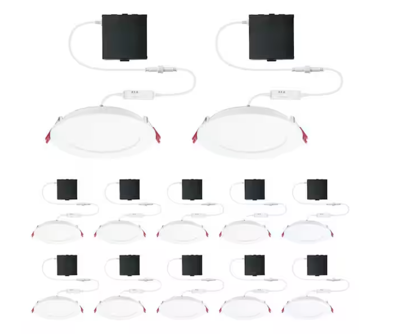 Commercial Electric Pro Value Series LED 6 in Round Adj Color Temp Canless Recessed Light for Kitchen Bath Living rooms, Wht 12-Pk