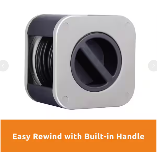 HDX 30 ft. 16/3 Extension Cord Reel with 4 Grounded Outlets and Surge Protector in Gray