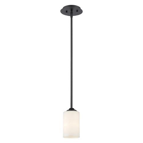 Bordeaux 1-Light Bronze Shaded Mini-Pendant with Matte Opal Glass